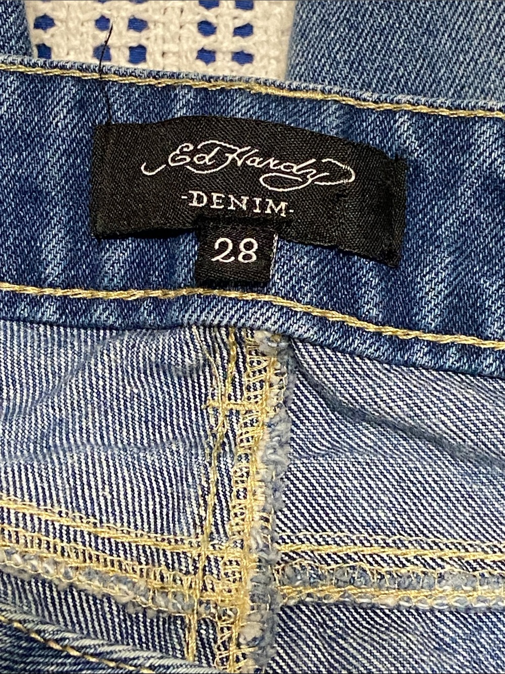Ed Hardy Y2K-style baggy back tattoo koi print jeans Unique Size 28x33” - Picture 9 of 15